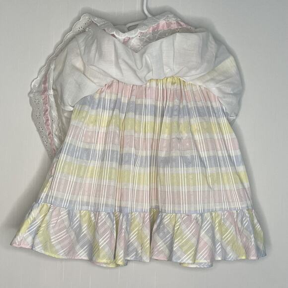 Vintage Peaches' N Cream Plaid Pastels Apron Style Dress Made in USA Size 3T - Picture 5 of 10